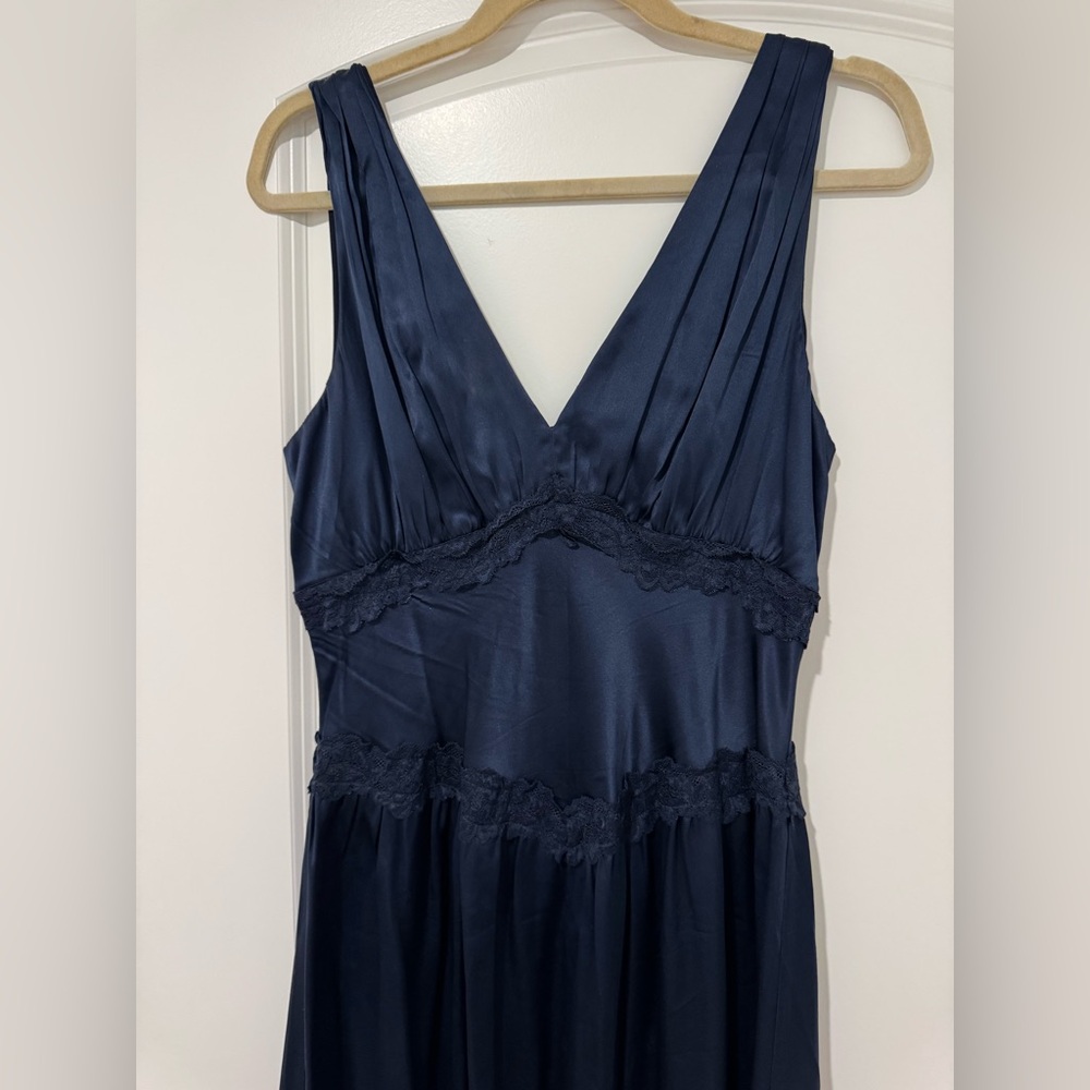 Reformation Stasia Sleeveless Silk Midi Dress in Navy - Picture 7 of 12